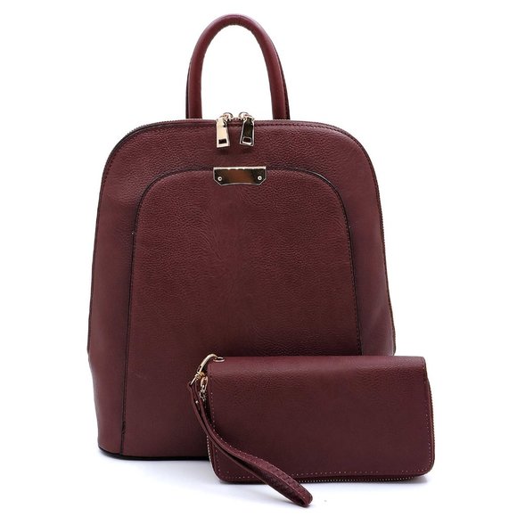Handbags - Backpack Beauty with wallet In Burgundy